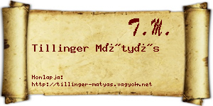 Tillinger Mátyás névjegykártya